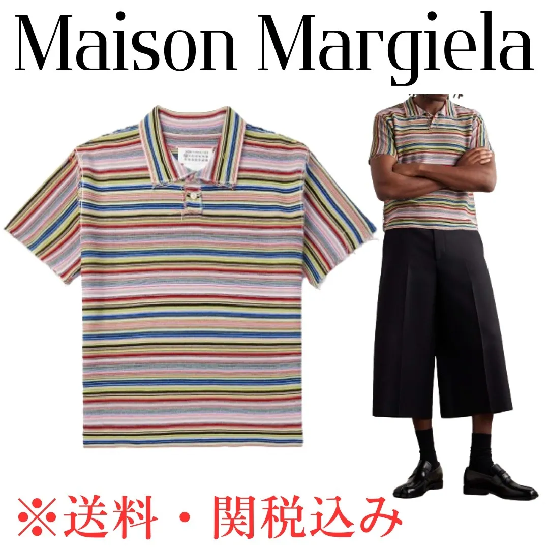 Maison Margiela  |Pullovers Stripes Unisex Street Style Cotton Short Sleeves