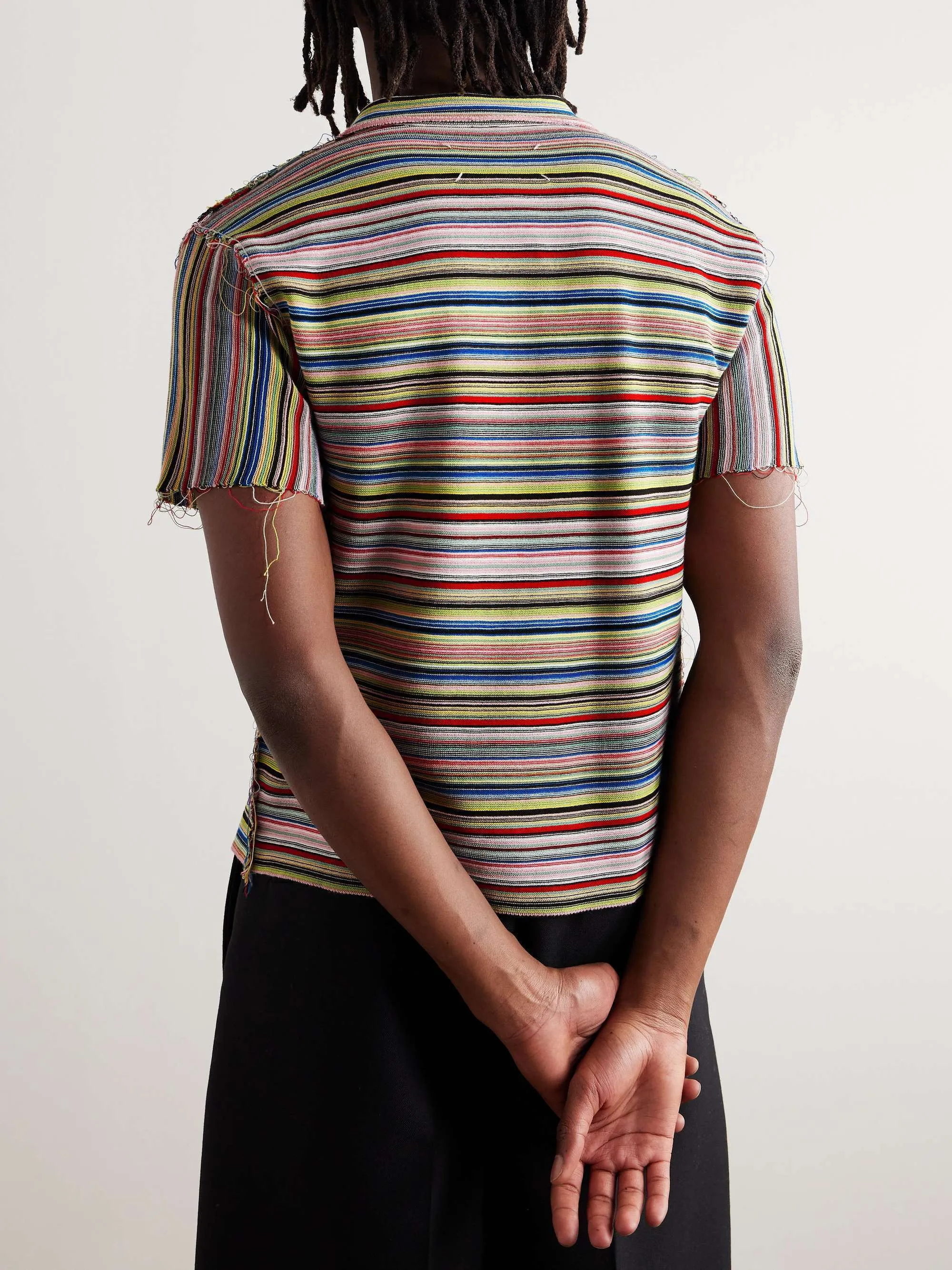 Maison Margiela  |Pullovers Stripes Unisex Street Style Cotton Short Sleeves