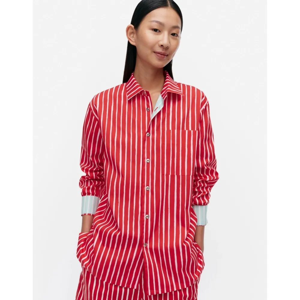 marimekko  |Stripes Unisex Long Sleeves Cotton Shirts