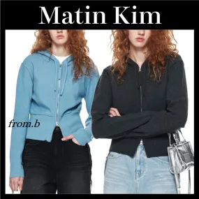 Matin Kim  |Wool Rib Street Style Long Sleeves Plain Fringes