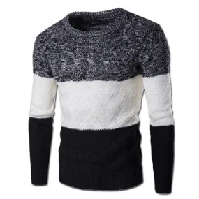 Men Patchwork Sweaters and Pullovers Hombre Men's Casual Slim Fit Long Sleeved O Neck Sweaters Outwear SM6