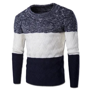 Men Patchwork Sweaters and Pullovers Hombre Men's Casual Slim Fit Long Sleeved O Neck Sweaters Outwear SM6