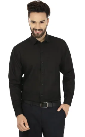 Men's Long Sleeve Cotton Dress Shirt Button Down (Black)