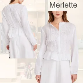 merlette  |Casual Style Long Sleeves Plain Party Style Office Style