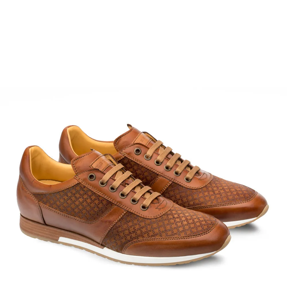 Mezlan 9463 Maxim Men's Designer Shoes Tan Suede / Calf-Skin Leather Sneakers (MZ3497)