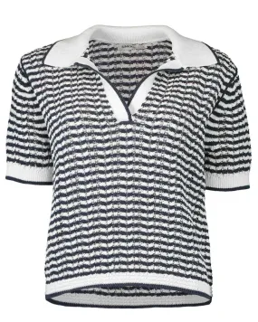 Midnight Stripe Kenzie Short Sleeve Polo