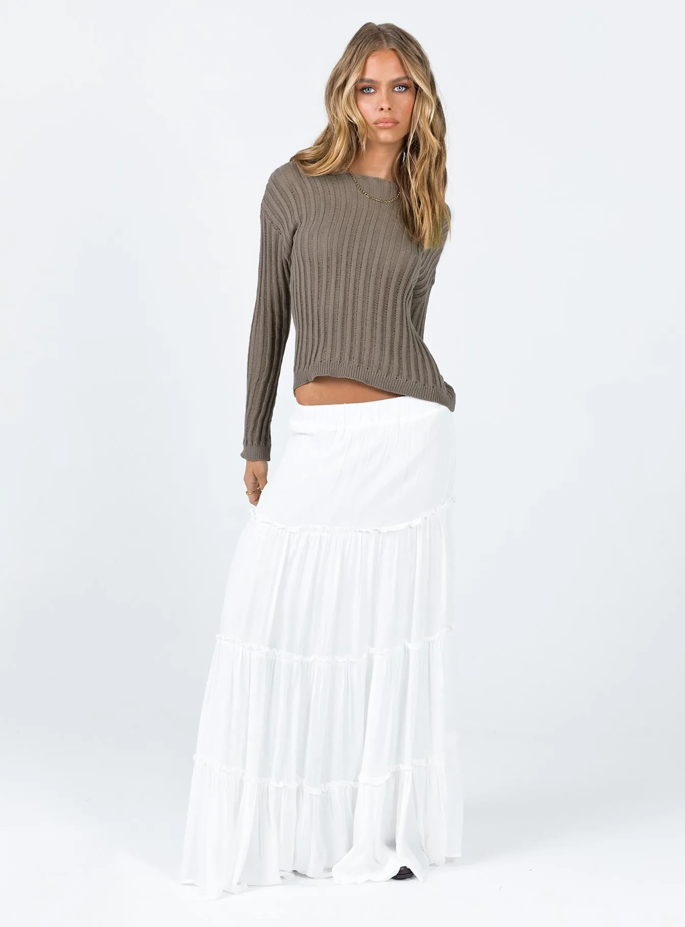 Miriah Maxi Skirt White Petite