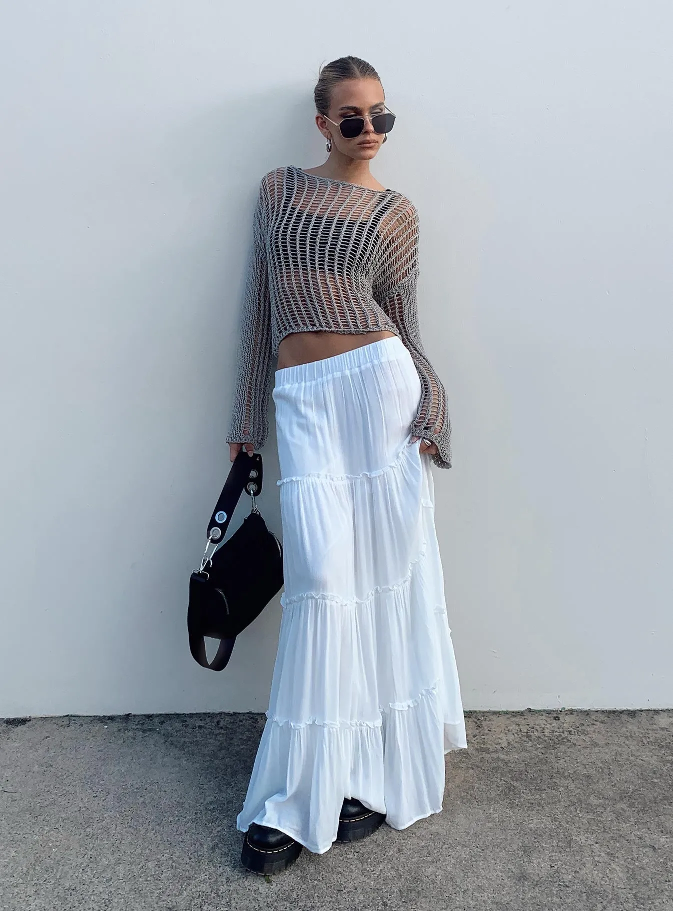 Miriah Maxi Skirt White Petite