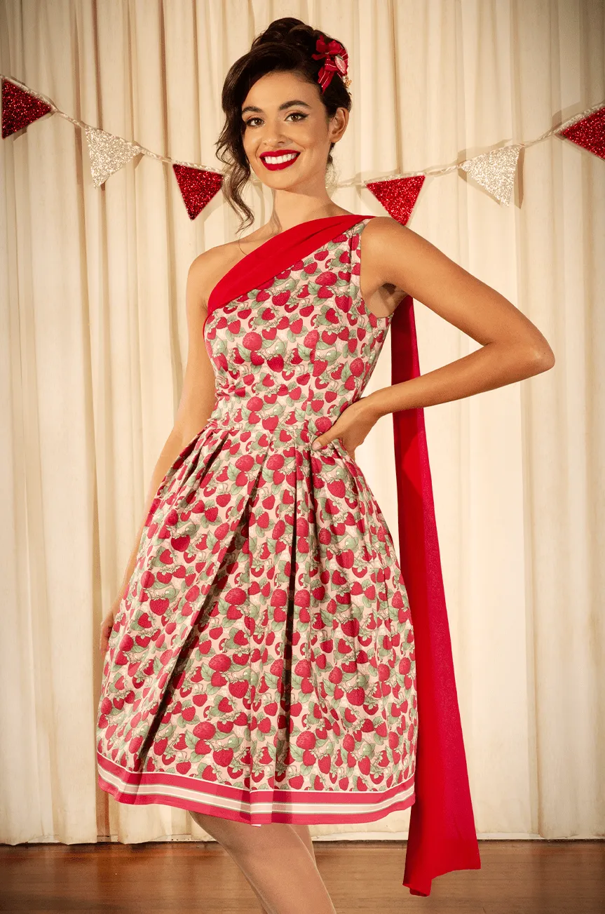 Miss Strawberry Pageant Drape Dress