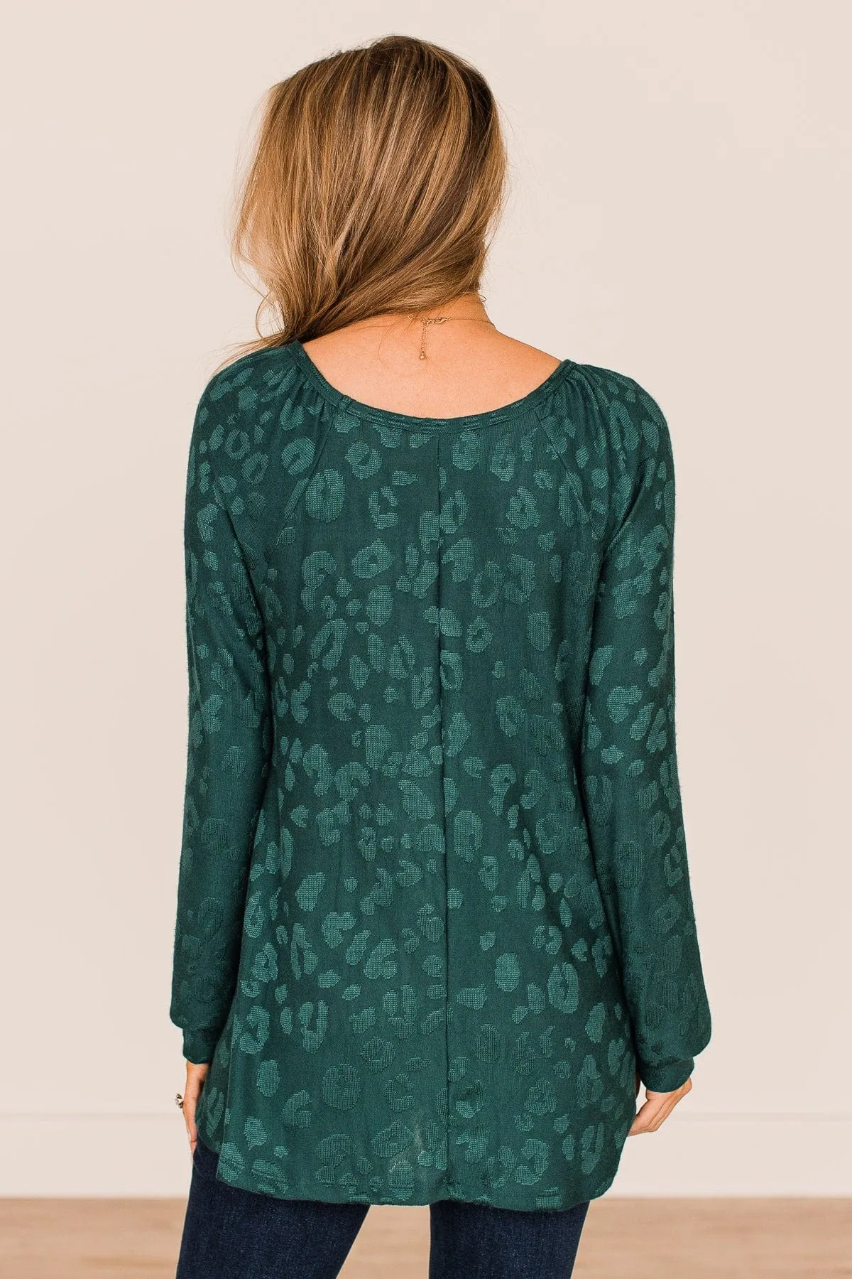 Missing You Long Sleeve Top- Hunter Green