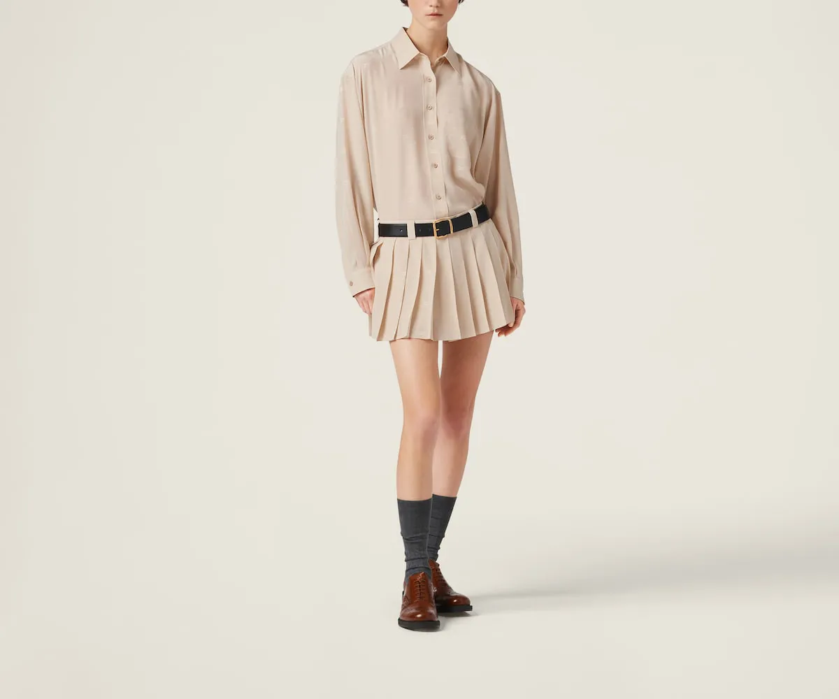 MiuMiu  |Silk Long Sleeves Plain Logo Shirts & Blouses