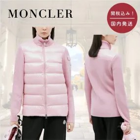 MONCLER  |Wool Blended Fabrics Long Sleeves Logo Cardigans