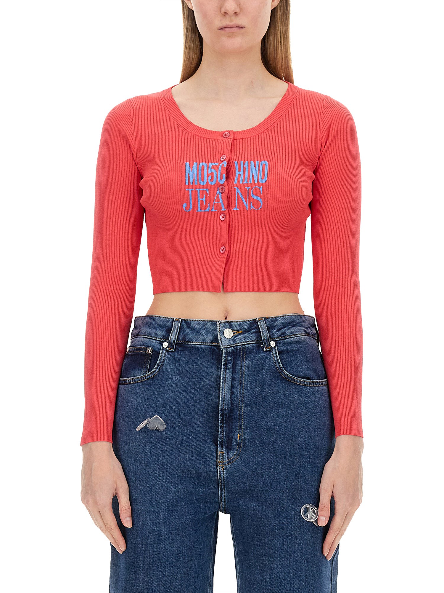 MOSCHINO JEANS    CROPPED CARDIGAN WITH LOGO