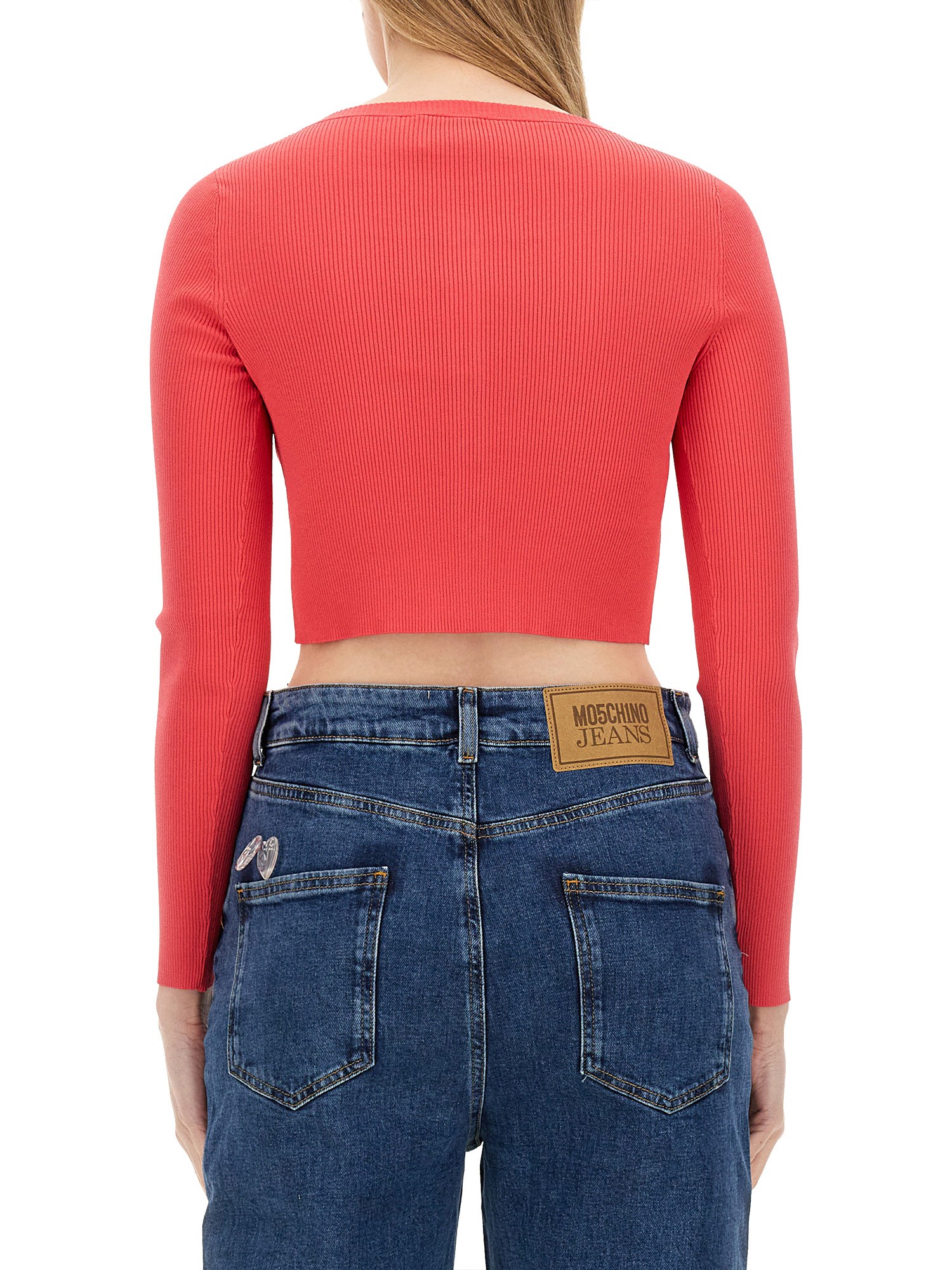 MOSCHINO JEANS    CROPPED CARDIGAN WITH LOGO