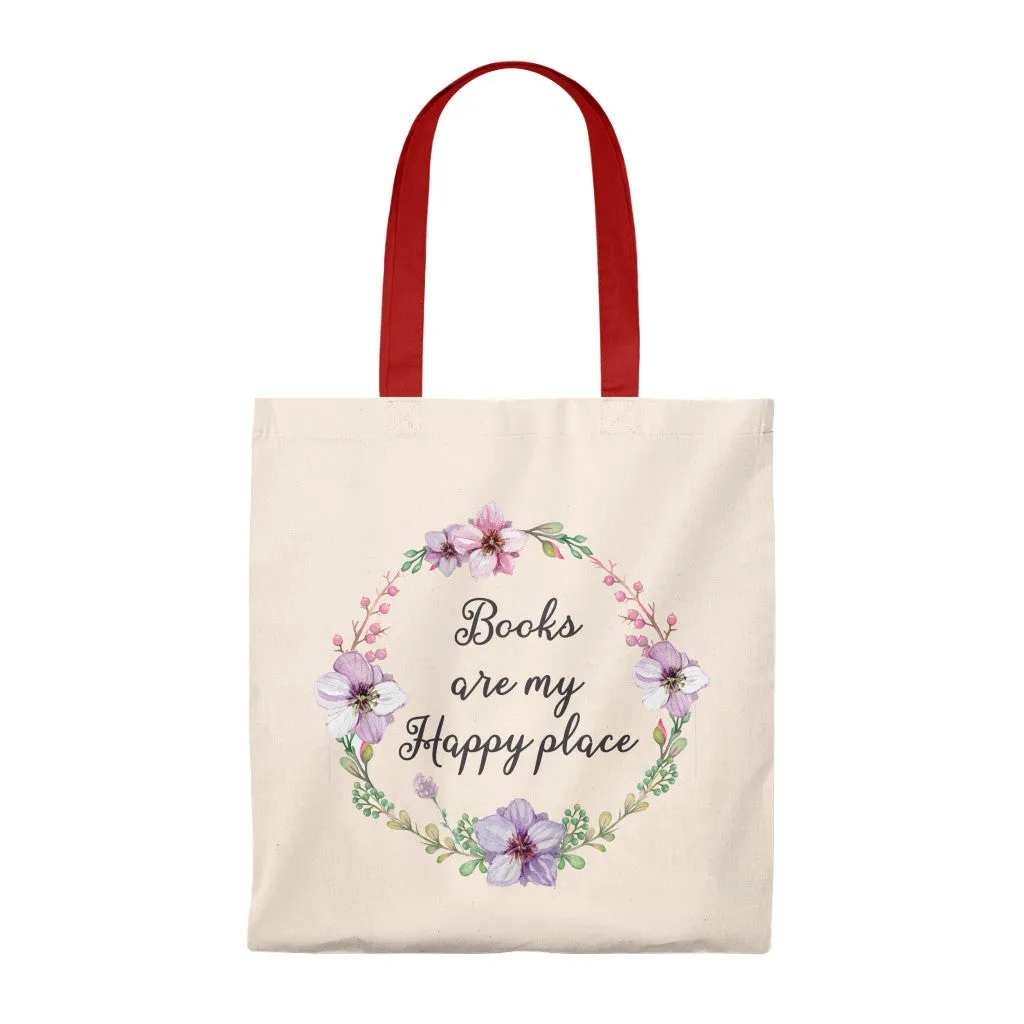 My Happy Place Floral Canvas Tote Bag - Vintage style