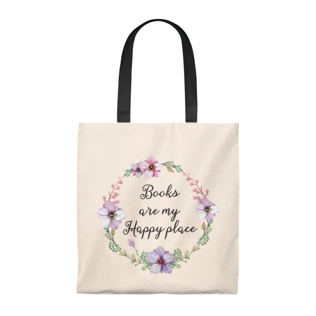 My Happy Place Floral Canvas Tote Bag - Vintage style