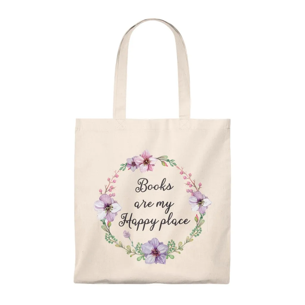 My Happy Place Floral Canvas Tote Bag - Vintage style