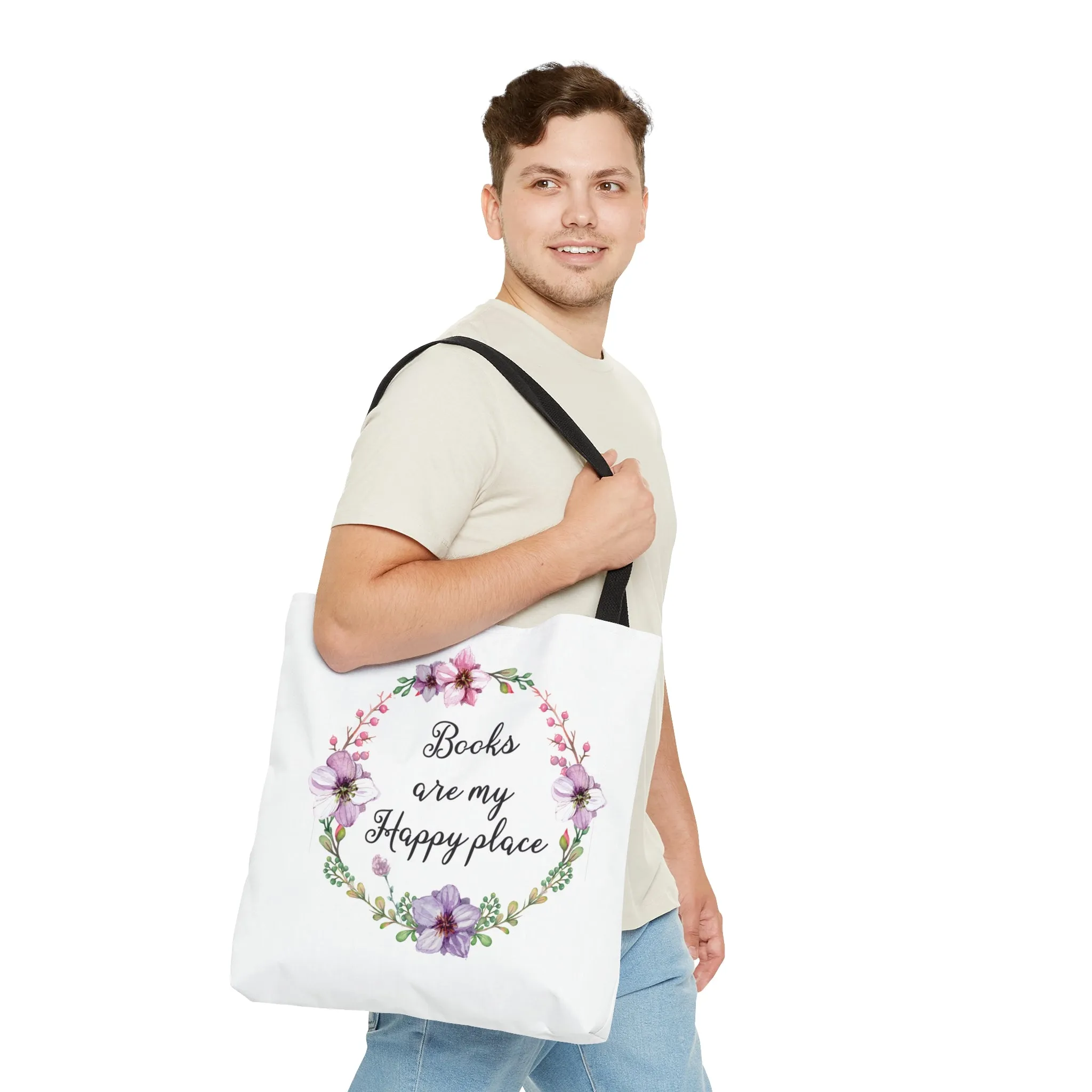 My Happy Place Floral Canvas Tote Bag