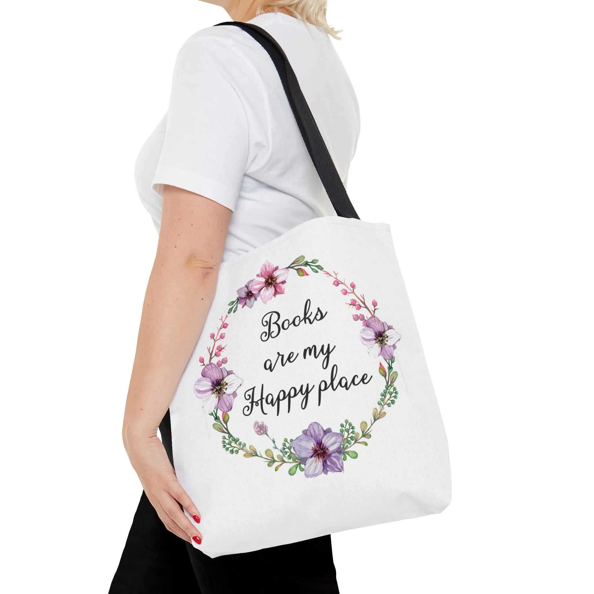 My Happy Place Floral Canvas Tote Bag