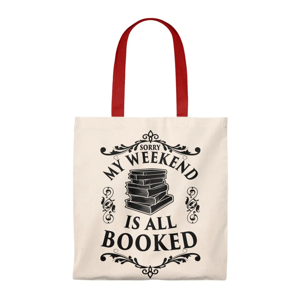 My Weekend Is All Booked Canvas Tote Bag - Vintage style