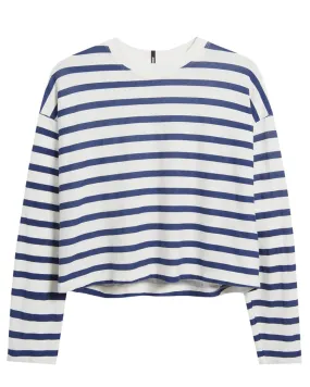 Navy Stripe Long Sleeve Crop Tee