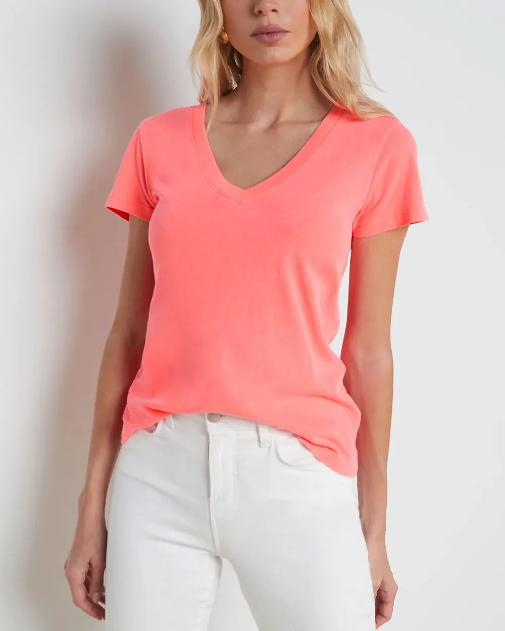 Neon Coral Short Sleeve Becca Tee