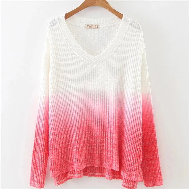 New Fashion Female Knitted Pullovers Long Sleeve V-neck Winter Autumn Sweaters Hot  72081 SM6