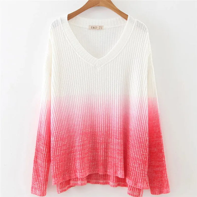 New Fashion Female Knitted Pullovers Long Sleeve V-neck Winter Autumn Sweaters Hot  72081 SM6