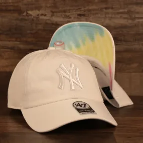 New York Yankees Tie Dye Bottom White Clean Up Dad Hat