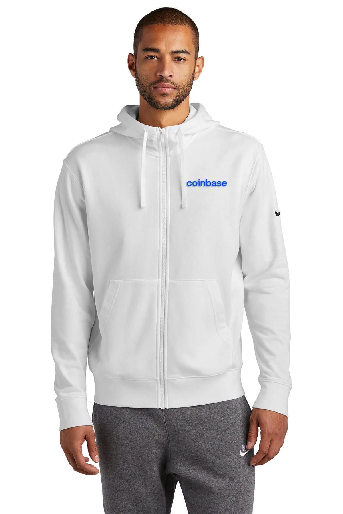 Nike Club Zip Hoodie, White [Coinbase]