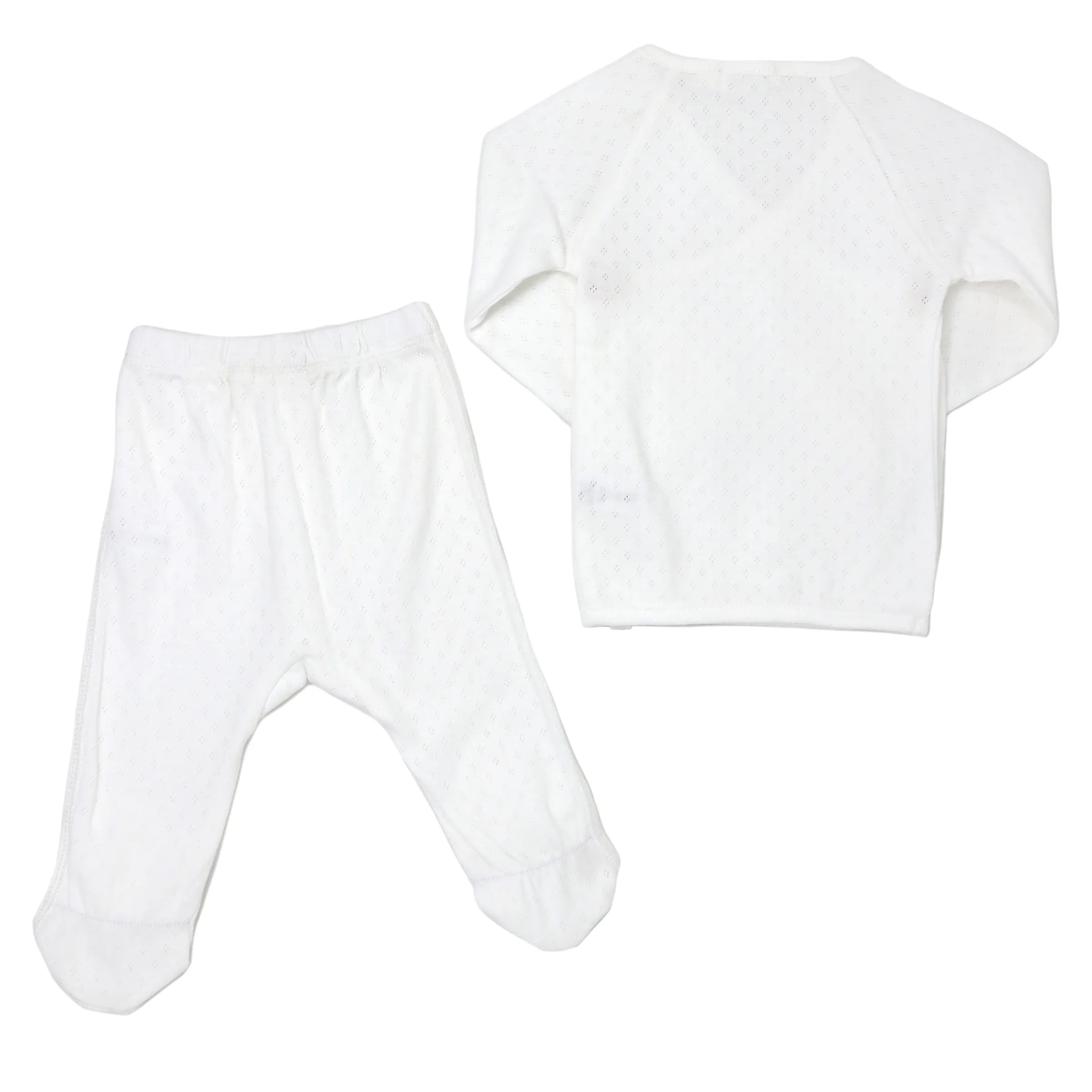 oh baby! Pointelle Kimono Footie Set - Cream