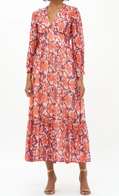 OLIPHANT LONG SLEEVE TIE BACK MAXI DRESS