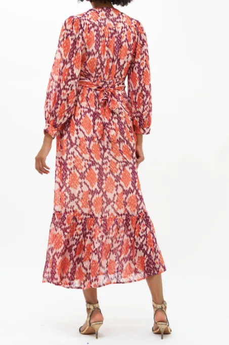 OLIPHANT LONG SLEEVE TIE BACK MAXI DRESS