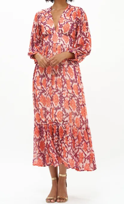 OLIPHANT LONG SLEEVE TIE BACK MAXI DRESS