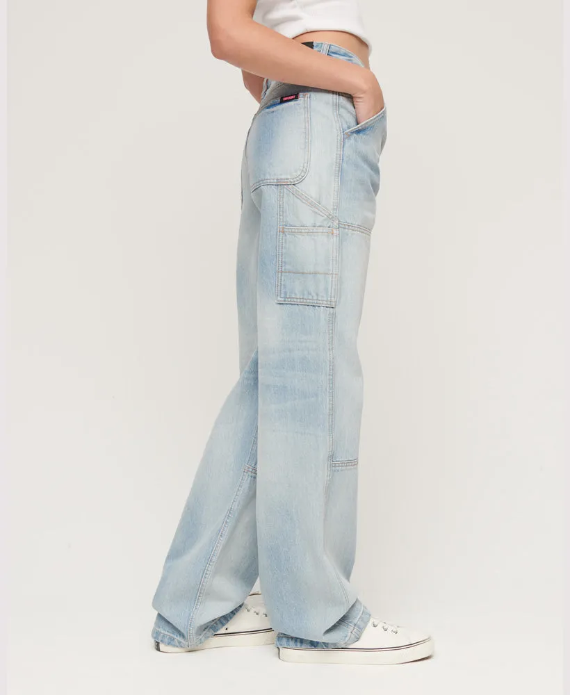 Organic Cotton Mid Rise Denim Carpenter Jeans | Antique Blue