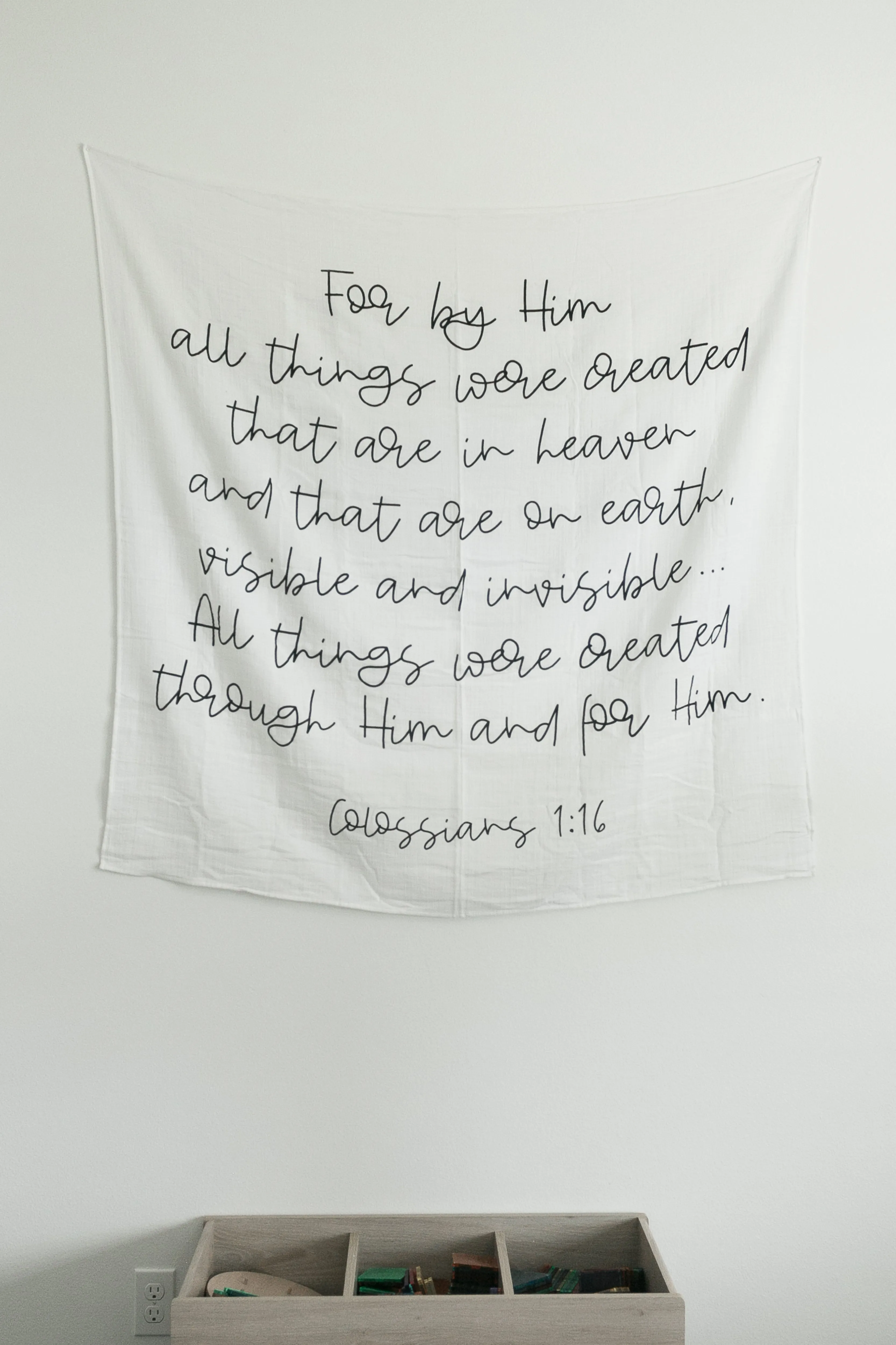 Organic Swaddle + Wall Art - Colossians 1:16