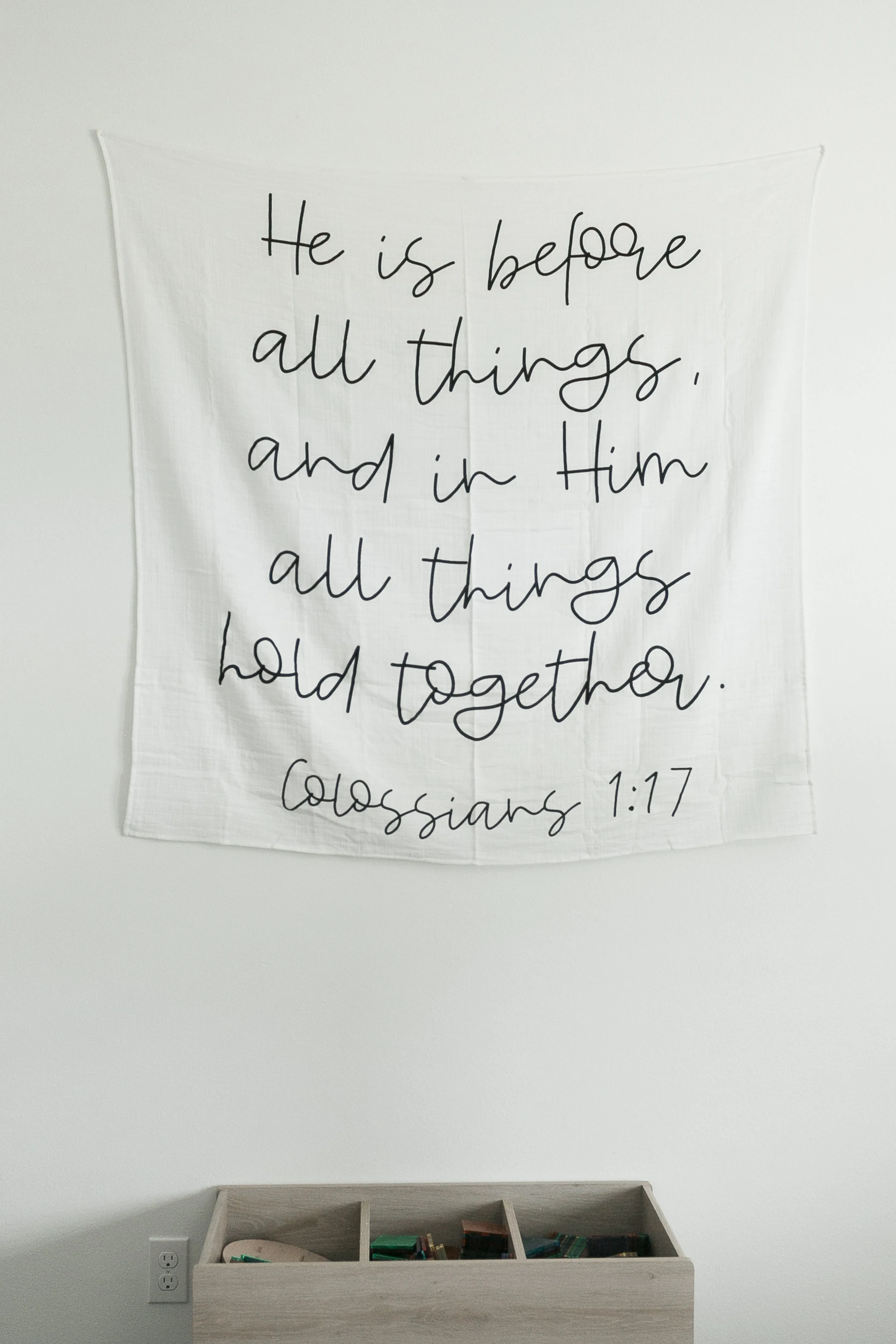 Organic Swaddle + Wall Art - Colossians 1:17