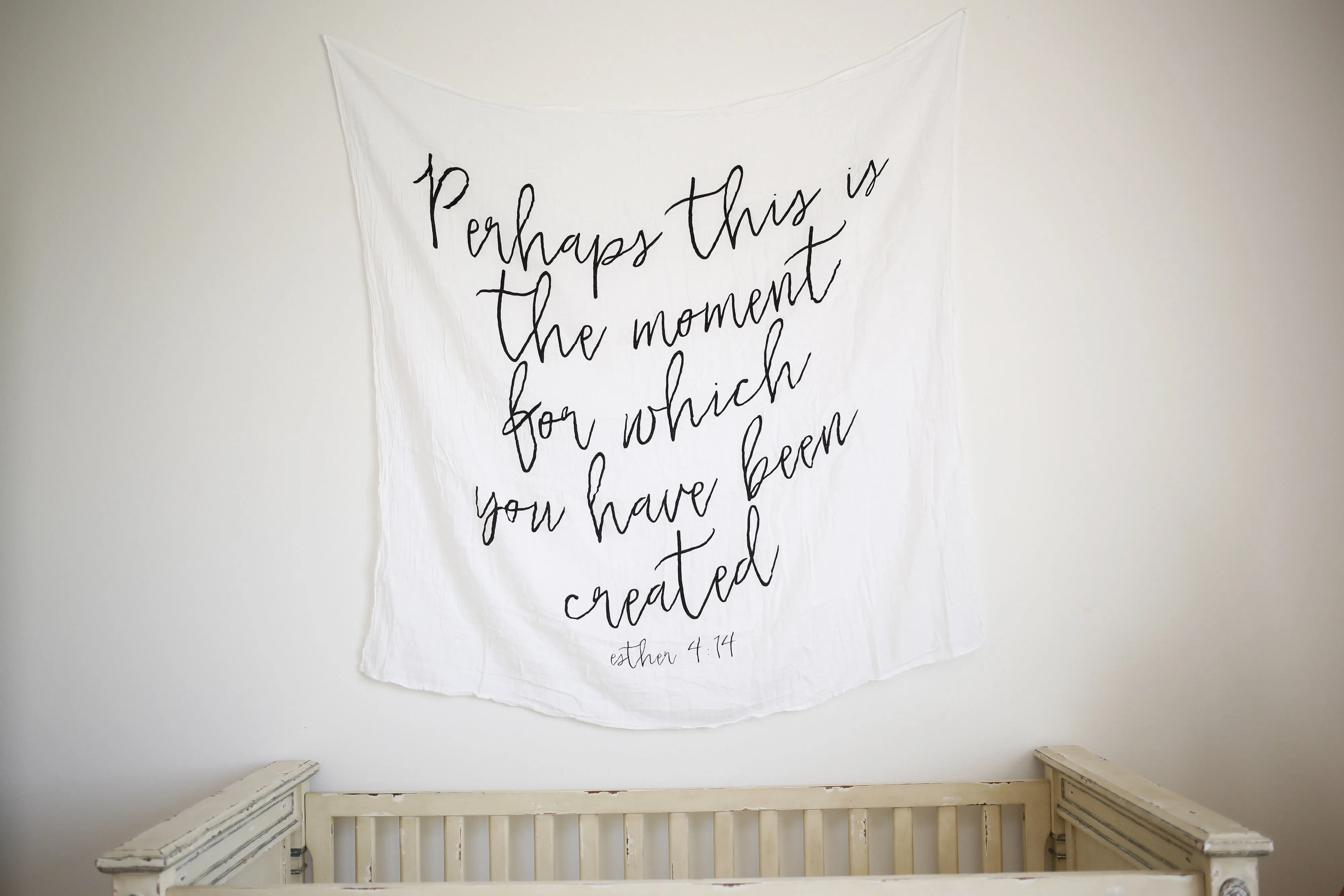 Organic Swaddle + Wall Art - Esther 4:14