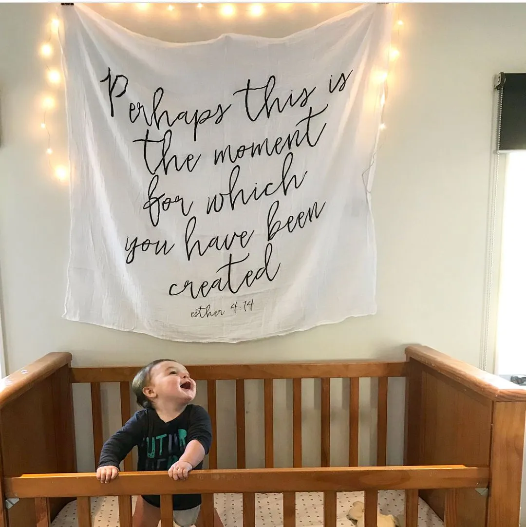 Organic Swaddle + Wall Art - Esther 4:14