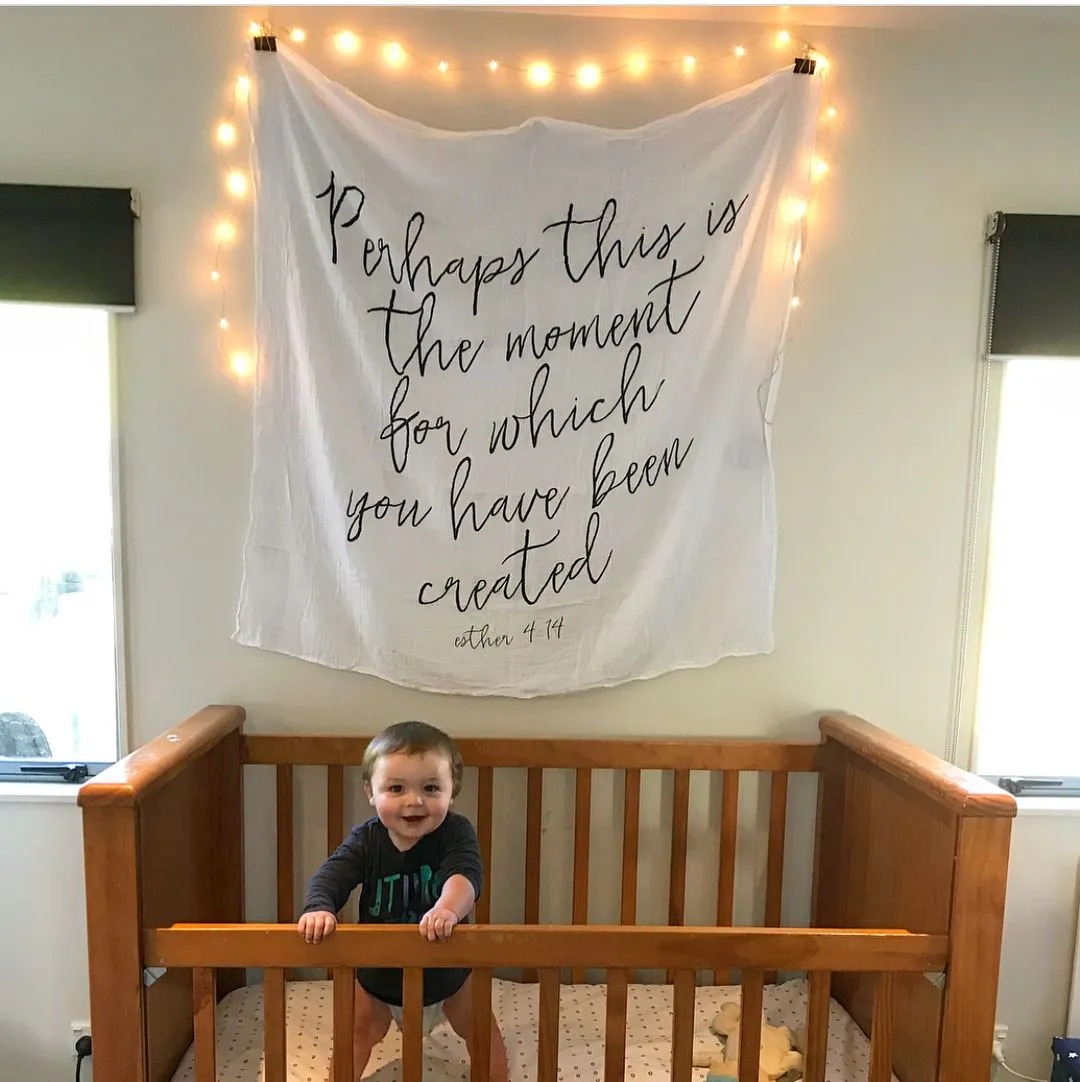 Organic Swaddle + Wall Art - Esther 4:14