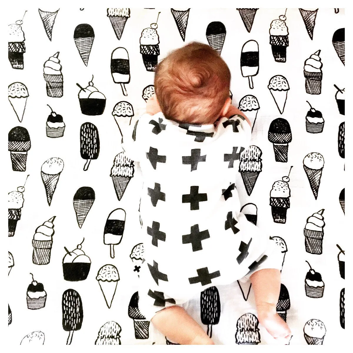 Organic Swaddle + Wall Art - Ice Cream Love 