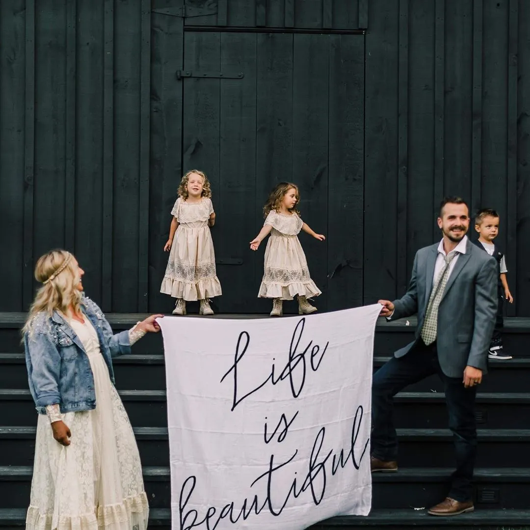 Organic Swaddle + Wall Art -   Life is beautiful