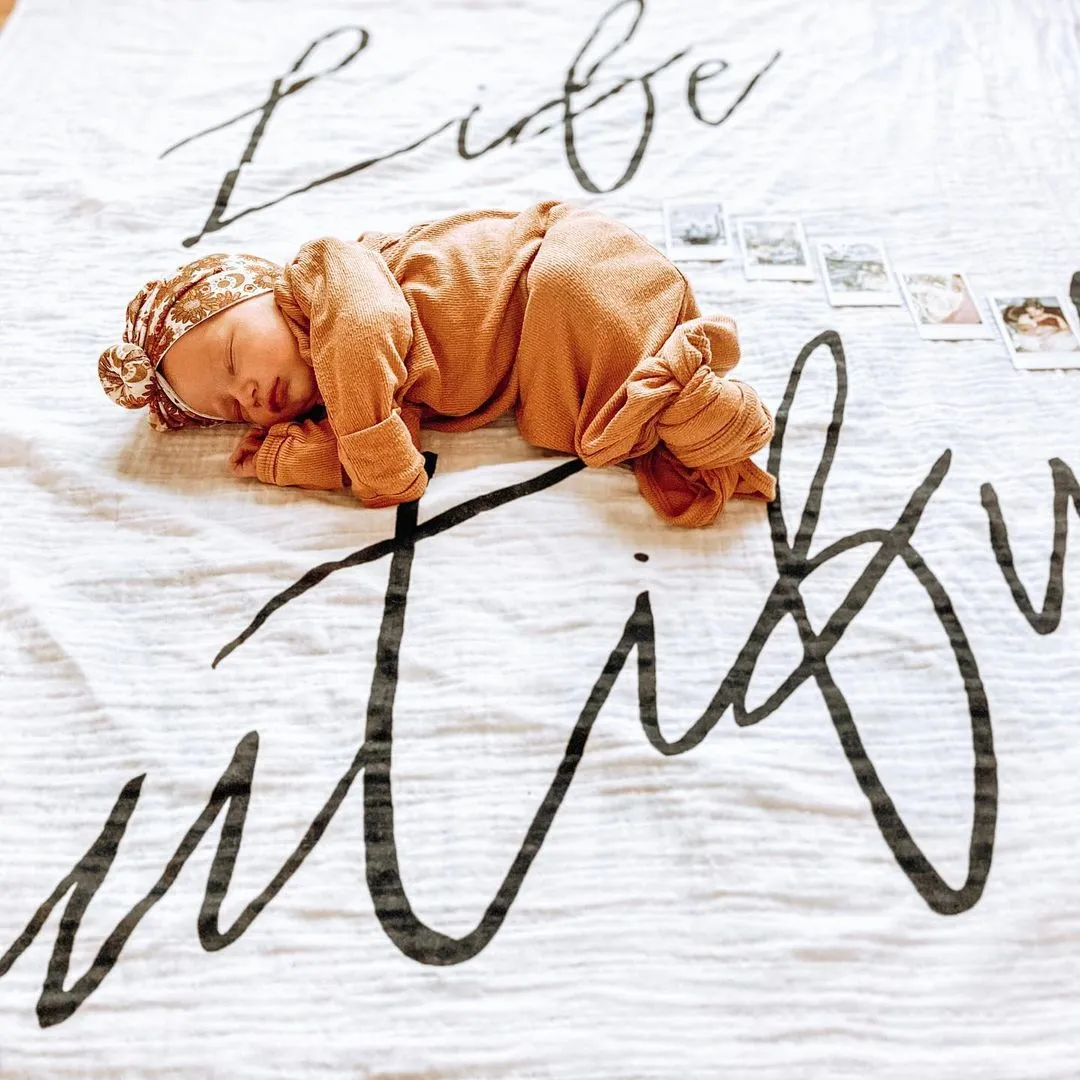 Organic Swaddle + Wall Art -   Life is beautiful