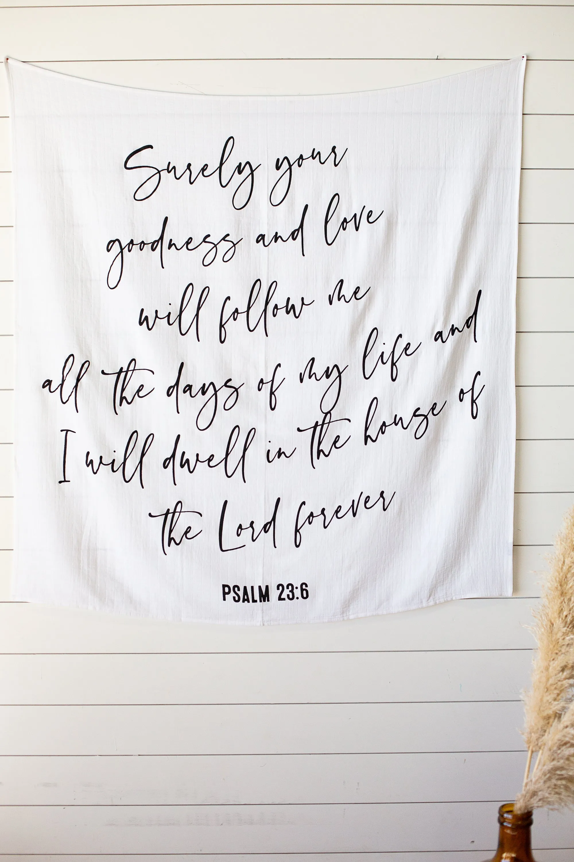 Organic Swaddle + Wall Art - Psalm 23:6