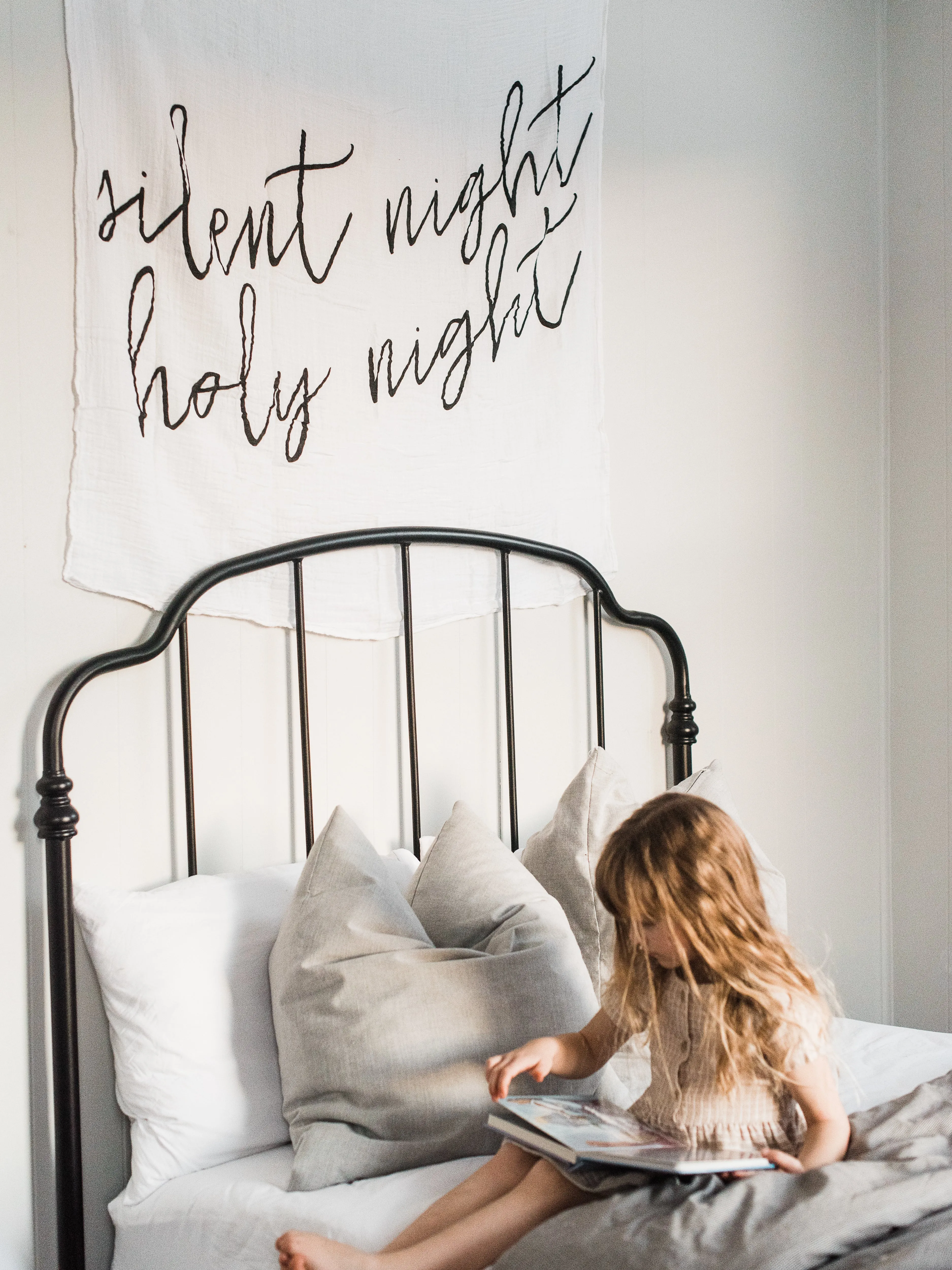 Organic Swaddle + Wall Art -  Silent night holy night