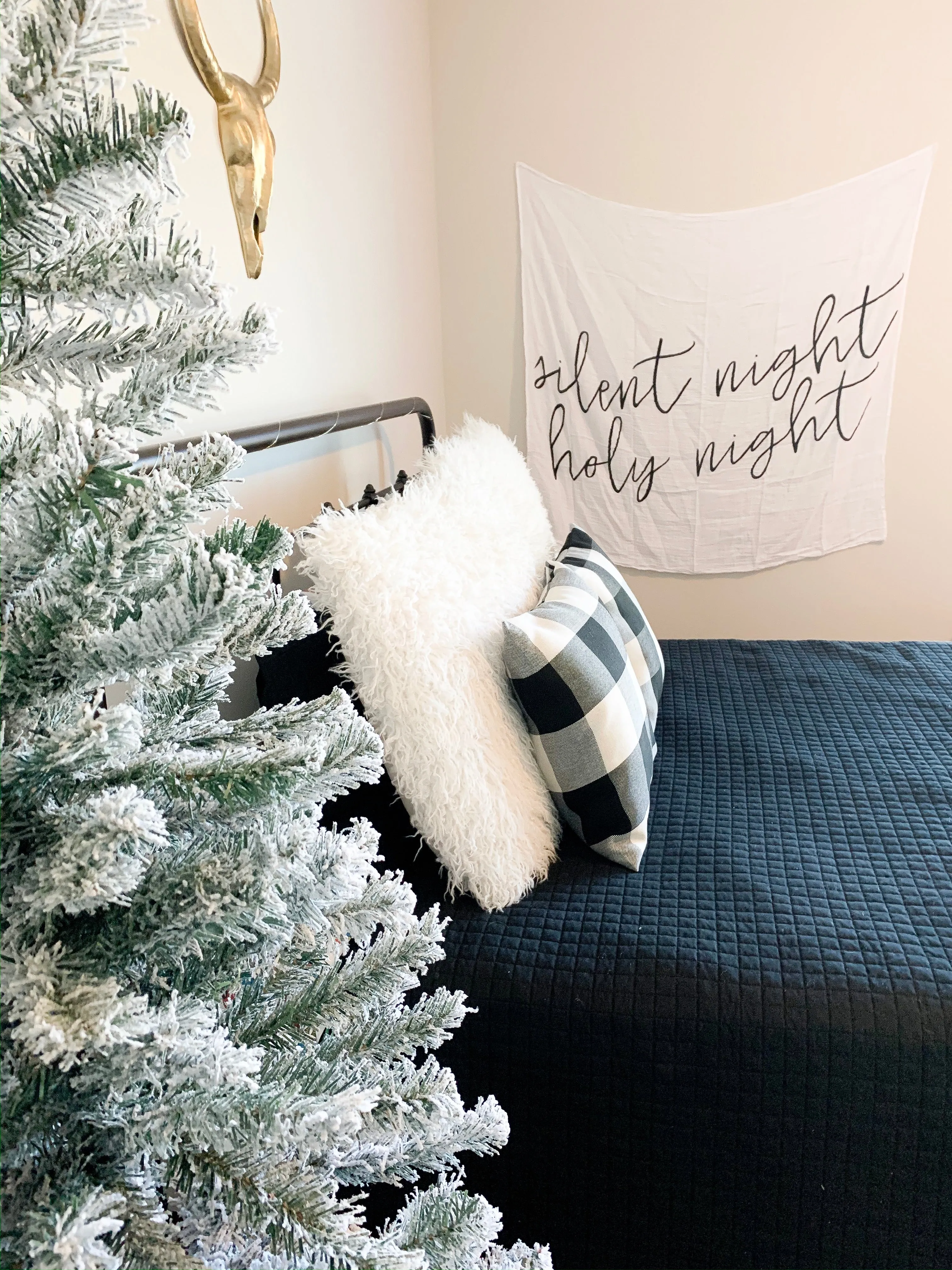 Organic Swaddle + Wall Art -  Silent night holy night