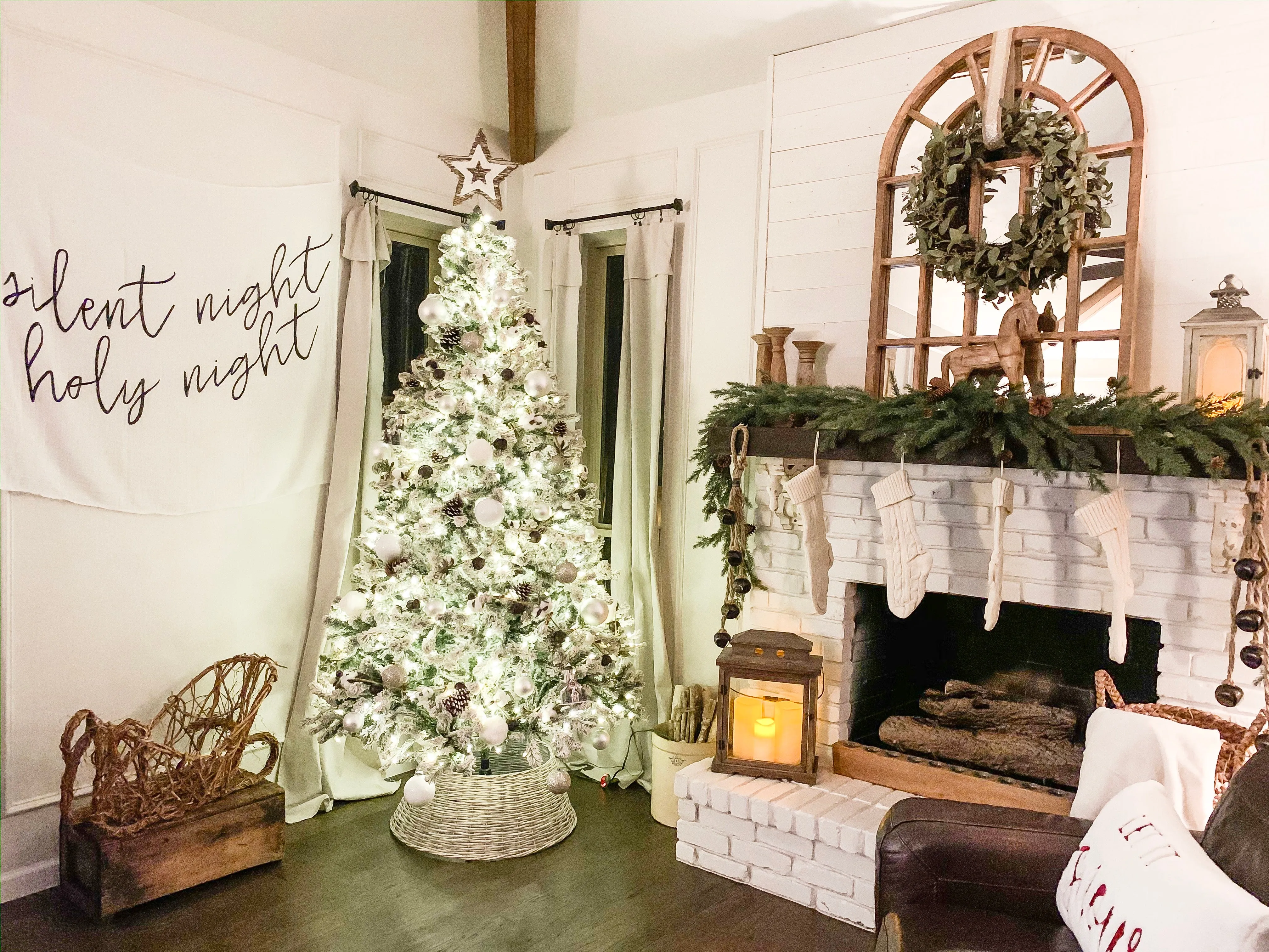 Organic Swaddle + Wall Art -  Silent night holy night