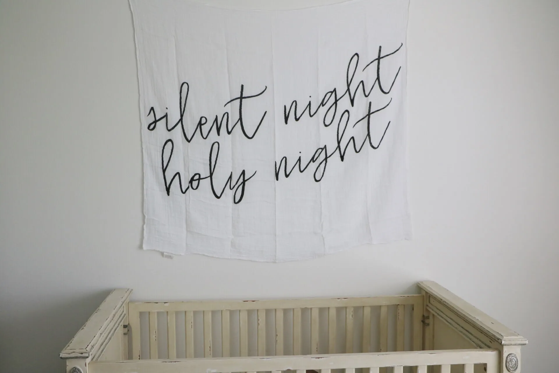 Organic Swaddle + Wall Art -  Silent night holy night