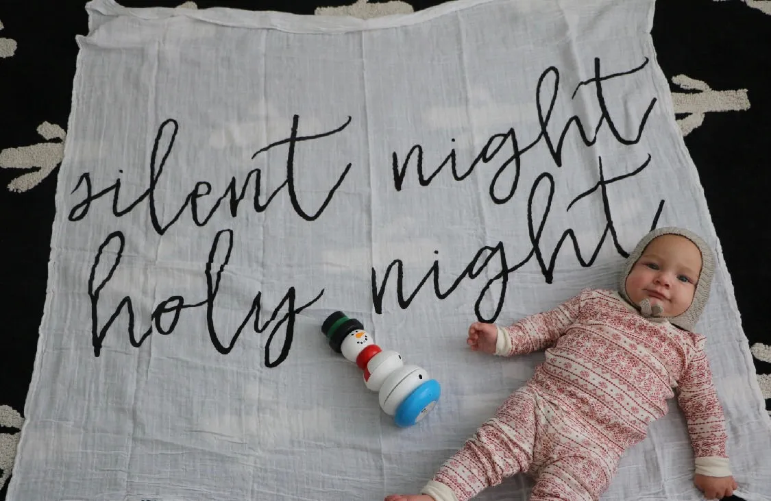 Organic Swaddle + Wall Art -  Silent night holy night