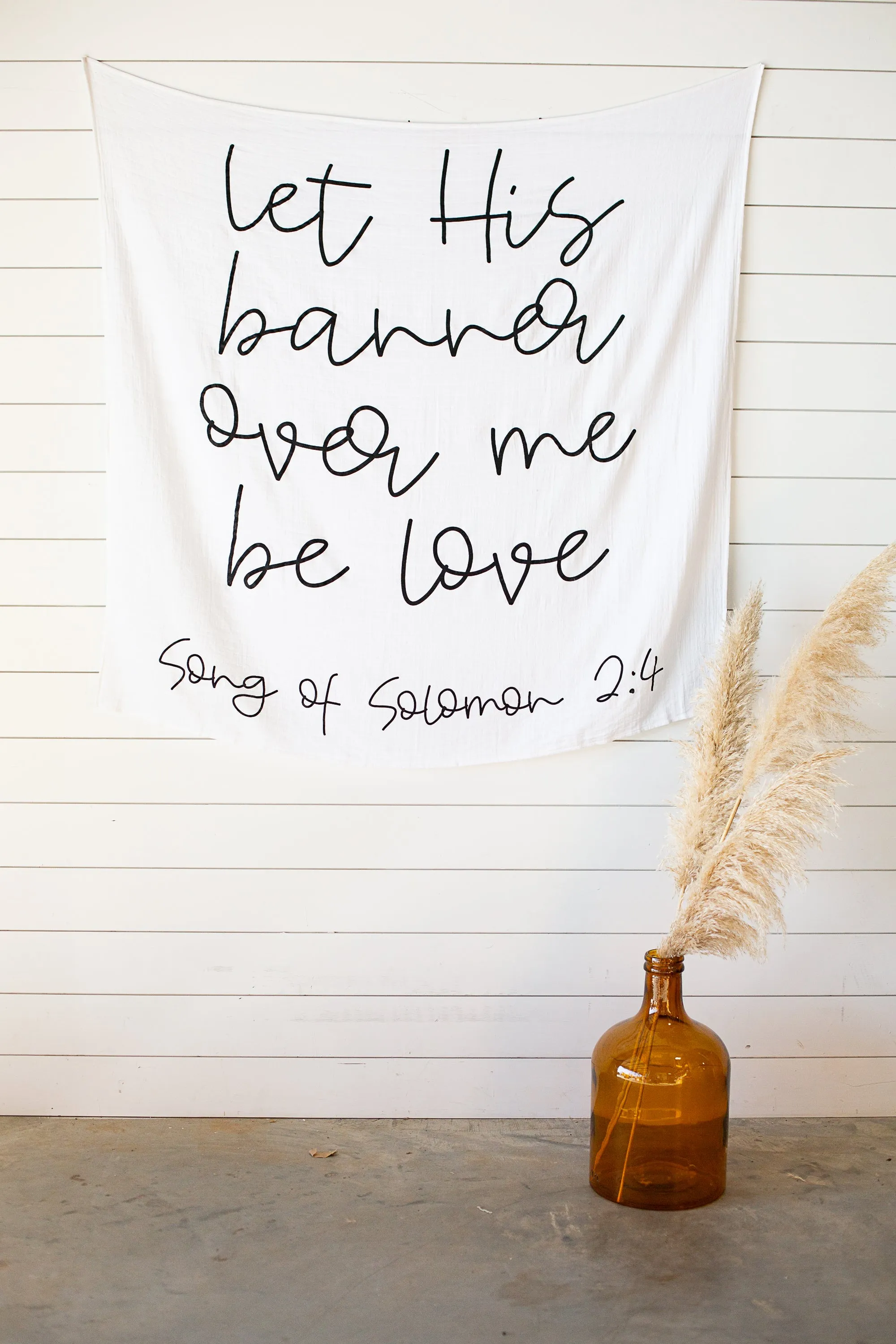 Organic Swaddle + Wall Art - Song of Solomon 2:4  let His banner over me be love